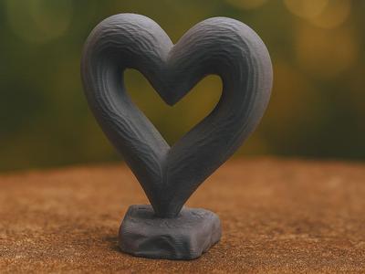 Curved Heart in Modern Sculpture Form