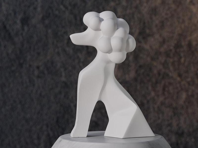 Modern Poodle Sculpture – Minimalist Geometric Art