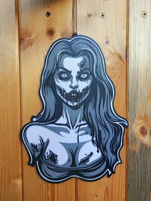 Halloween scary Zombie woman window decoration
