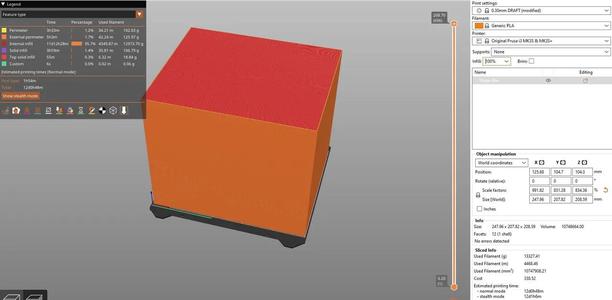 100% Infill Cube Prusa i3 Mk3S+   