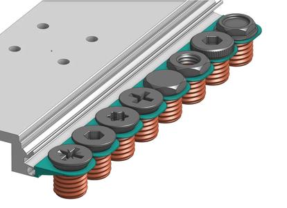 Holder with screw boxes of various types   