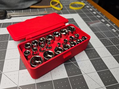 Hinged Lid Box for SAE/Metric 1/4" drive sockets
