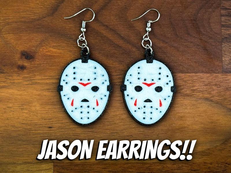 Multicolor Jason Mask Halloween Earrings