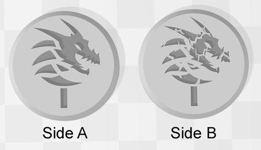 Dragon Head Token + damaged side (29mm)