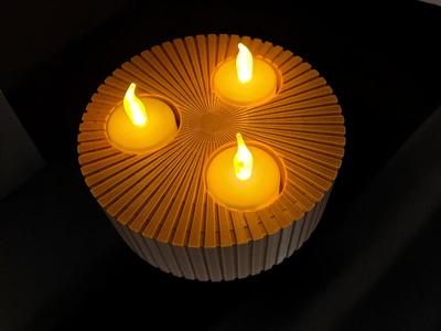 Three-Light Candle Holder with Elegant Rib Design