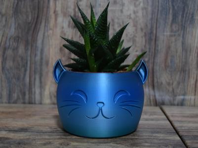 Smiling cat plant flower pot 