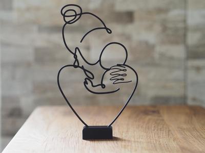 Line Art mother with child stand