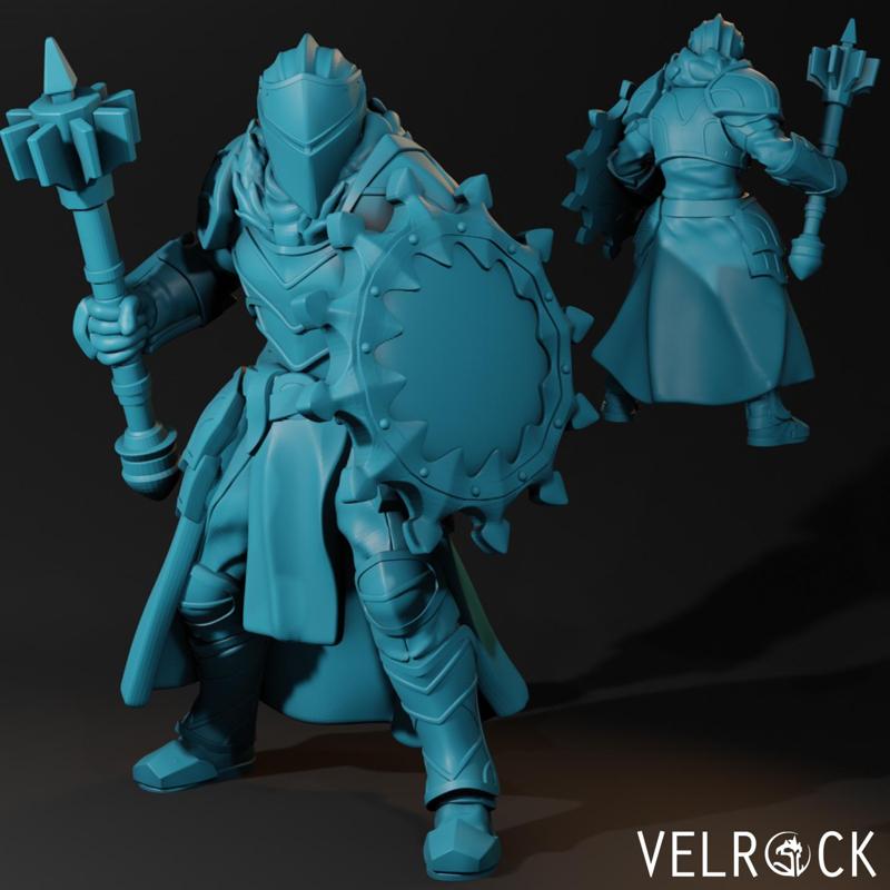 Male Knight of Pelor with Mace and Shield (PRESUPPORTED)