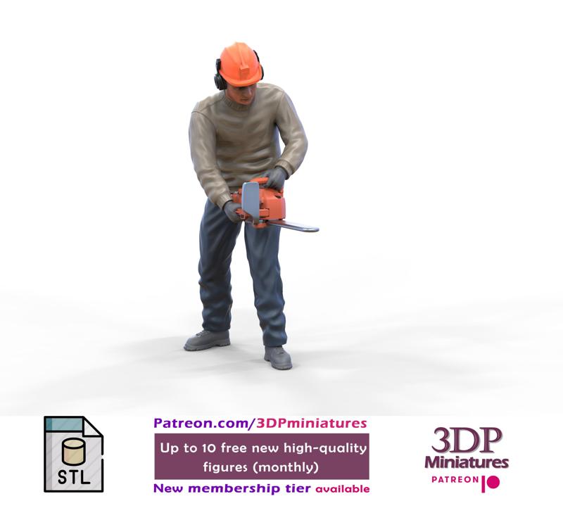 A person with a chainsaw