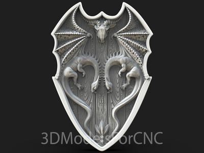3D Model STL File for CNC Router Laser & 3D Printer Shield with Dragons