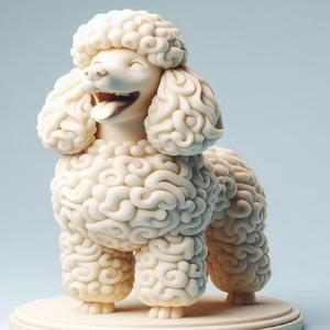 083 Laughing Poodle - 3D-Printed Plastic Statue, fantasy, art, sculpture, model, animal, 3d model, statue, creature, magic, 3d print, collectible, cat, bear, witch, dinosaur, wooden, dragon, club, fairy