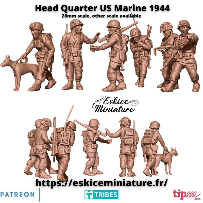 US marines 1944 Head Quarter x7 - 28mm