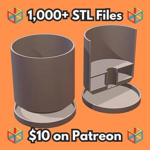 Simple Cylinder Self-Watering Planter with Hidden Compartment for Valuables (Requires Pausing During Print) MineeForm FDM 3D Print STL File   