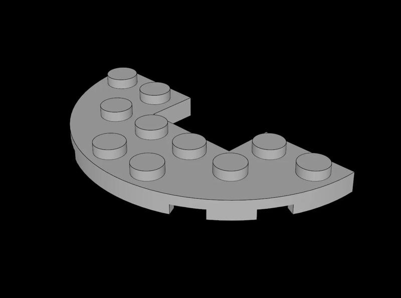 Lego Compatible (18646.dat) Plate  3 x  6 Round Half with  1 x  2 Cutout   