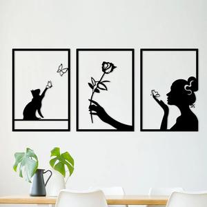 WallArt Cat Flower Woman   