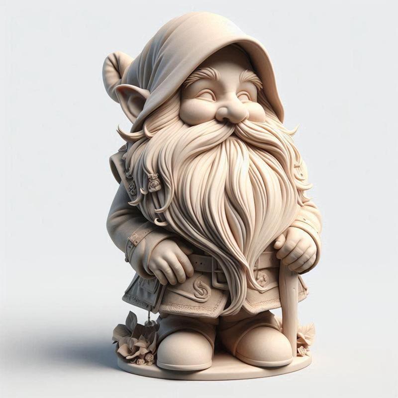416 Fairy Tale Gnome - Full-Body Figurine on Base, character, animal, statue, low poly, creature, sculpture, fantasy, art, wood, base, sword, warrior, wild, dog, dragon, dnd, cat, monster hunter, monster