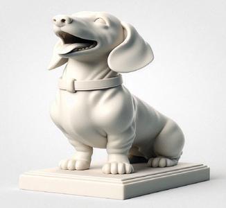 122 Laughing Dachshund - 3D-Printed Ivory-Style Statue, character, monster, fantasy, art, sculpture, model, animal, 3d model, statue, creature, magic122 , 3d print, collectible, cat, wood, dragon, sword, base, warrior, wild