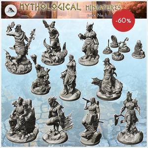 Mythological miniatures pack No. 1 - Ancient Fantasy Magic Greek Roman Old Archaic Saga RPG DND