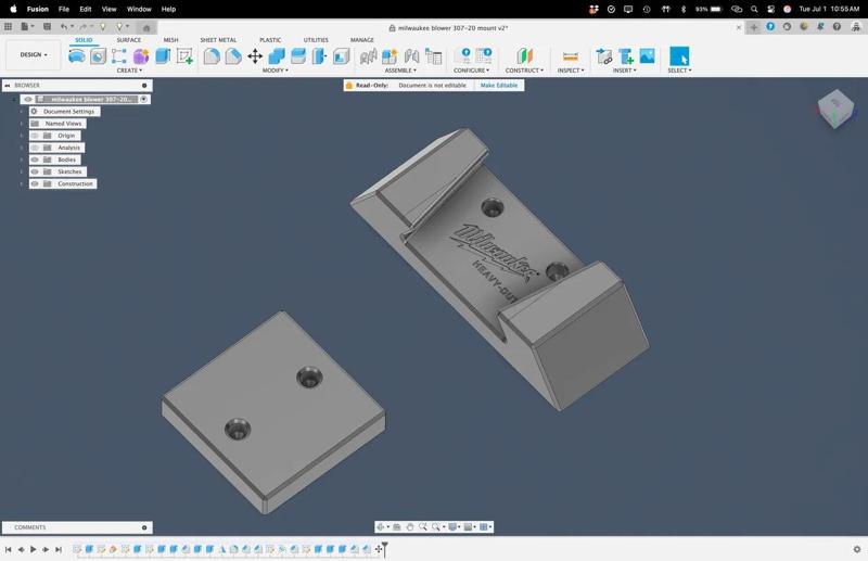 wall mount for Milwaukee m18 blower 307-20   