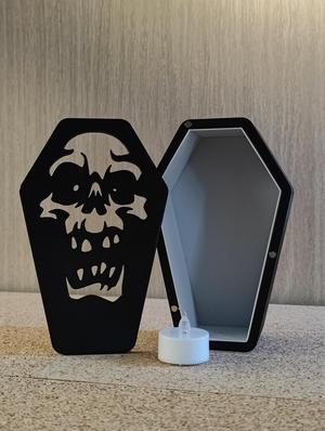 Skull Halloween coffin tealight