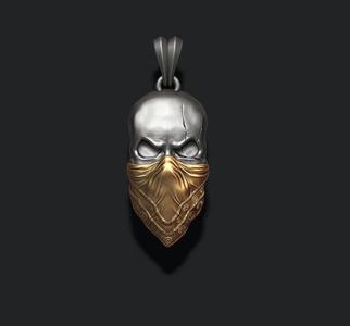 Skull with handkerchief pendant 3D print model