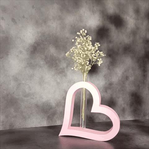 Florero Corazon con tubo de ensayo   