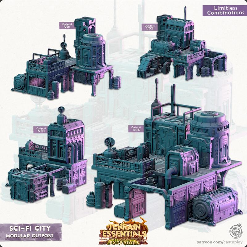 SciFi City Set (Pre Supported) - Terrain Essentials | Cast n Play