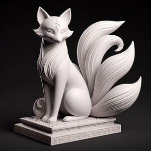 294 Fox Spirit in Pu Song Ling Style, model, 3d model, statue, 3d print, magic, collectible, creature, dinosaur, sculpture, bear, monkey, witch, fairy, knight, cat, fantasy, art, viking, dragon