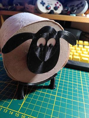 Sheep and Goat toilet/tissue paper roll holder - white eyes background   
