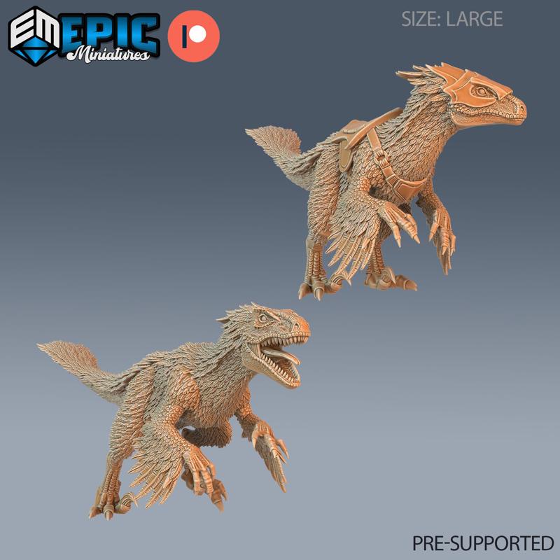 Feathered Raptor Set / Ancient Hunting Dinosaur / Draconic Lizard / Jurassic Reptile / Dragon Army