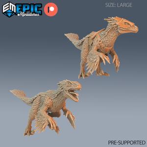 Feathered Raptor Set / Ancient Hunting Dinosaur / Draconic Lizard / Jurassic Reptile / Dragon Army