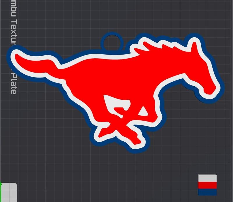 SMU Mustangs Oversized Necklace Logo   