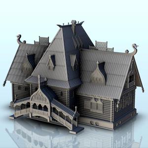 Large slavic palace with superb double access stairs (13) - Medieval Gothic Feudal Old Archaic Saga 28mm 15mm