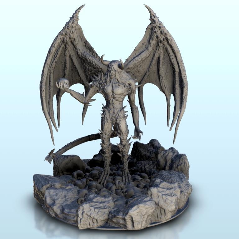 Winged demon with tail - Creature Darkness War 15mm 20mm 28mm 32mm