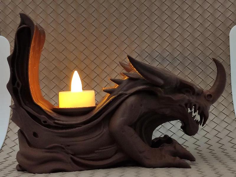 Trihorn Dragon - LED Tea light Holder   