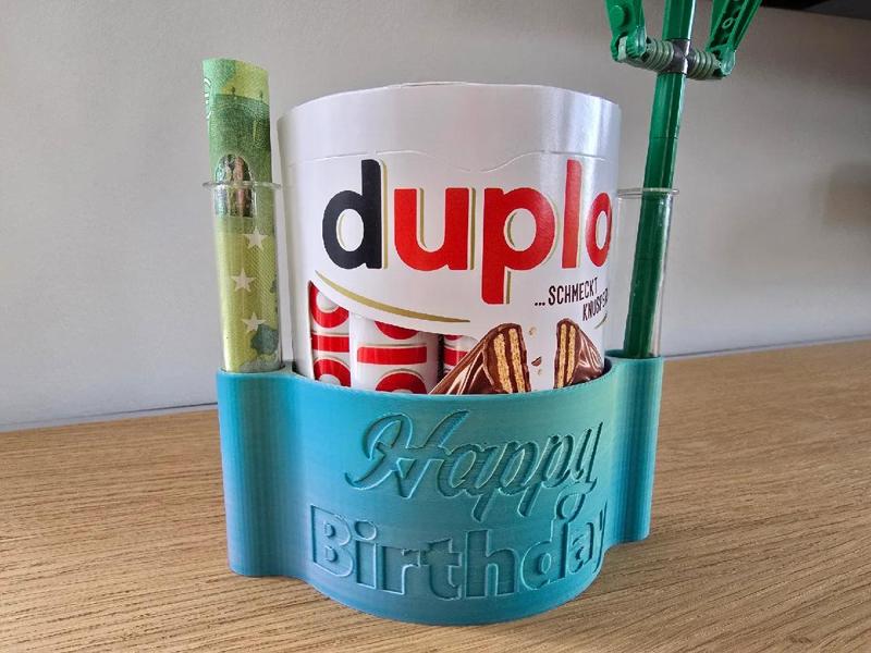 Happy Birthday Duplo Geschenk Vase Reagenzglas   