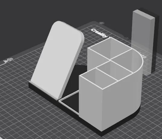 Organizer na biurko z uchwytem na telefon i słuchawki – model 3D   