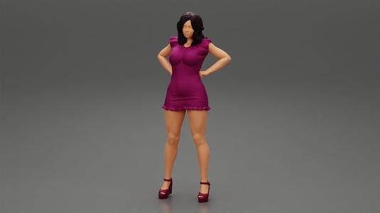 Young Fashion Woman Holds Hands on Hips 3D Print Model