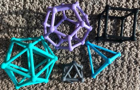 Platonic Solids - stick and ball (OpenSCAD)   