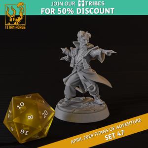 Tiefling Male Wizard - RPG Hero Character D&D 5e - Titans of Adventure Set 47