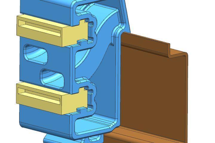 Wago 243-X08 - Din Rail - 2 Fach - rückwertige Kabelzuführung
