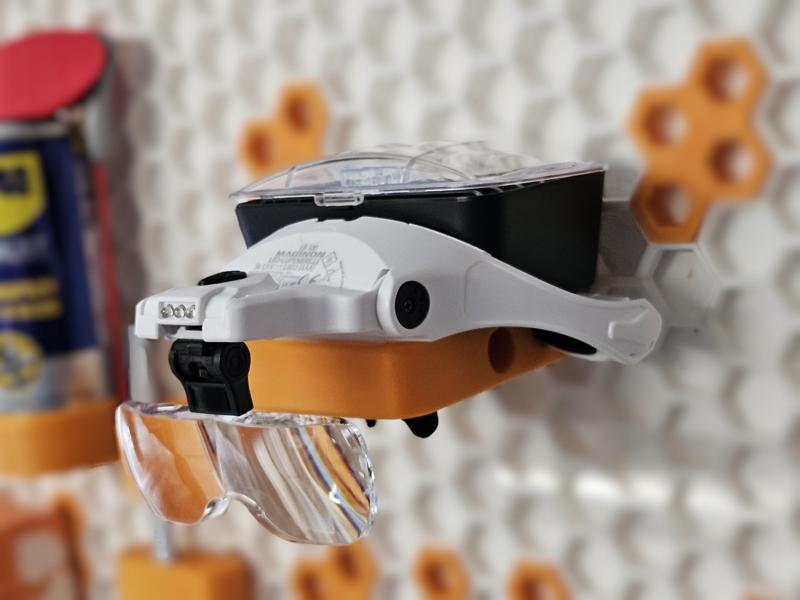 LED Magnifying Glasses holder for HSW, Skadis, Multiboard for Maginon, Parkside LED Lupenbrille