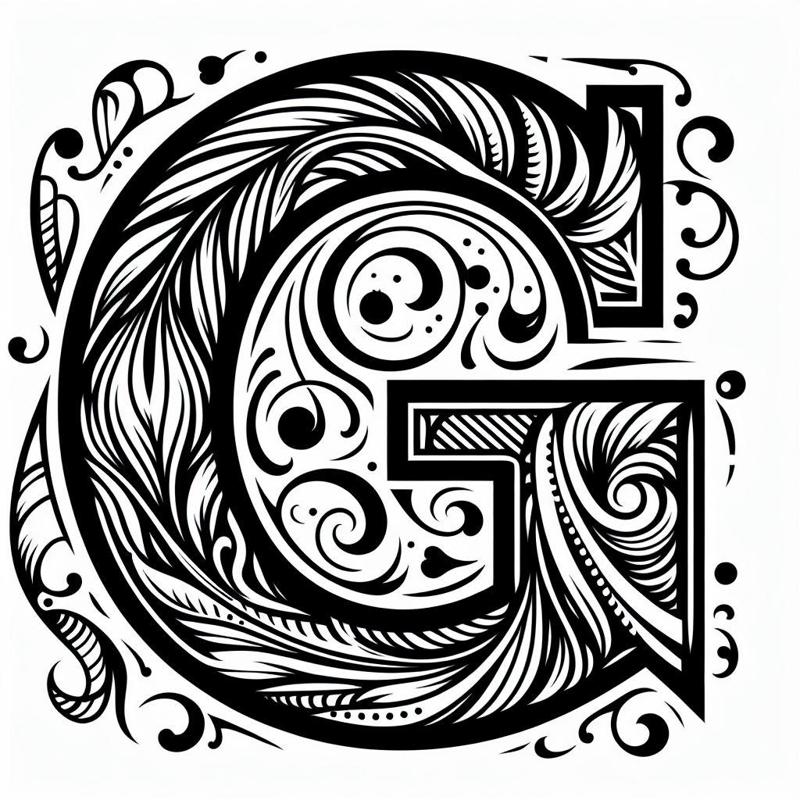 Frottage creation: letter G (version 2)