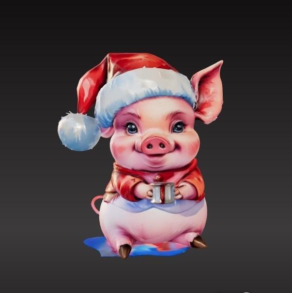 Pig in a Christmas hat