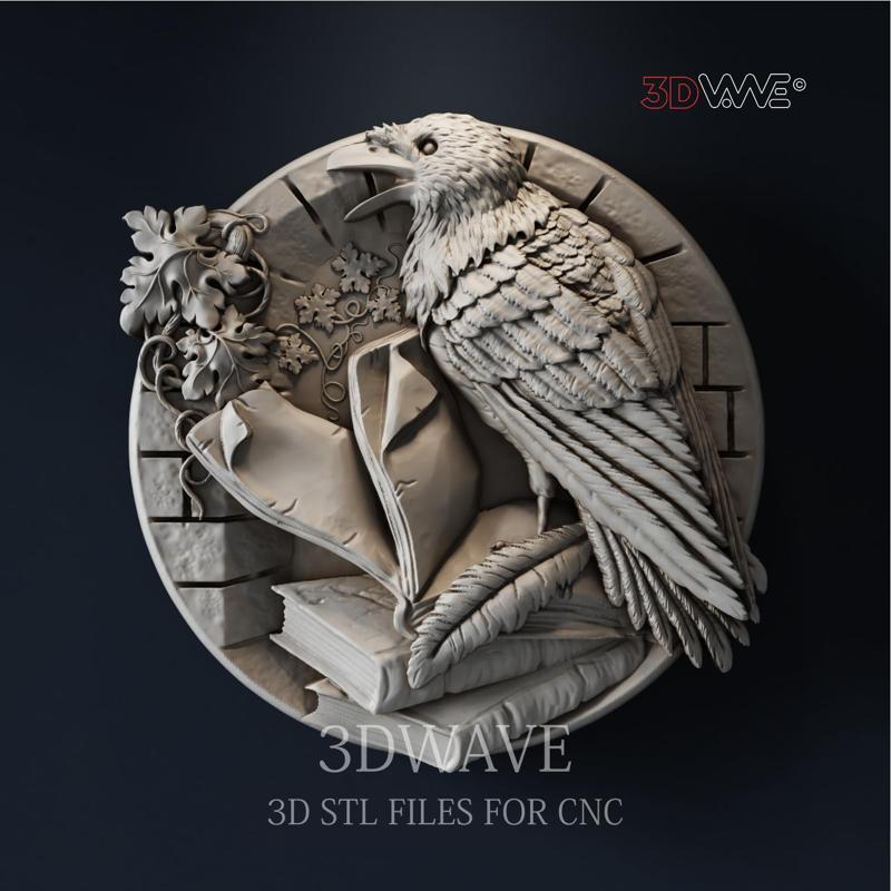 RAVEN CROW 3d stl file for CNC