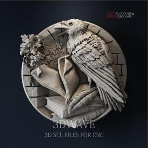 RAVEN CROW 3d stl file for CNC