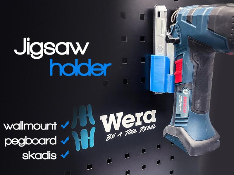 Jigsaw holder bosch wallmount pegboard skadis