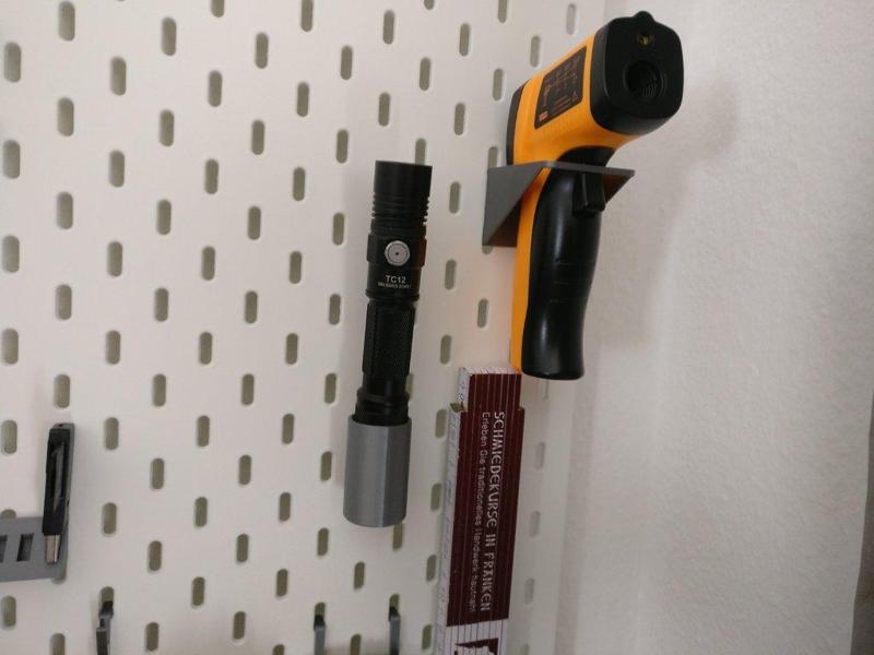 Ikea Skadis Flashlight Holder (Thrunite TC12)