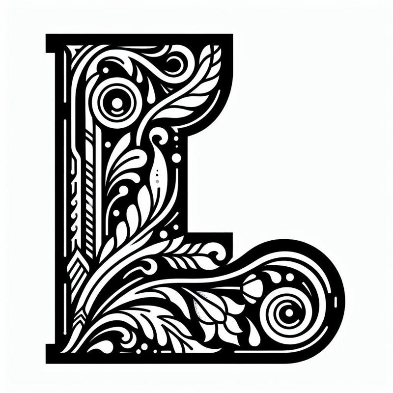 Frottage creation: letter L (version 2)