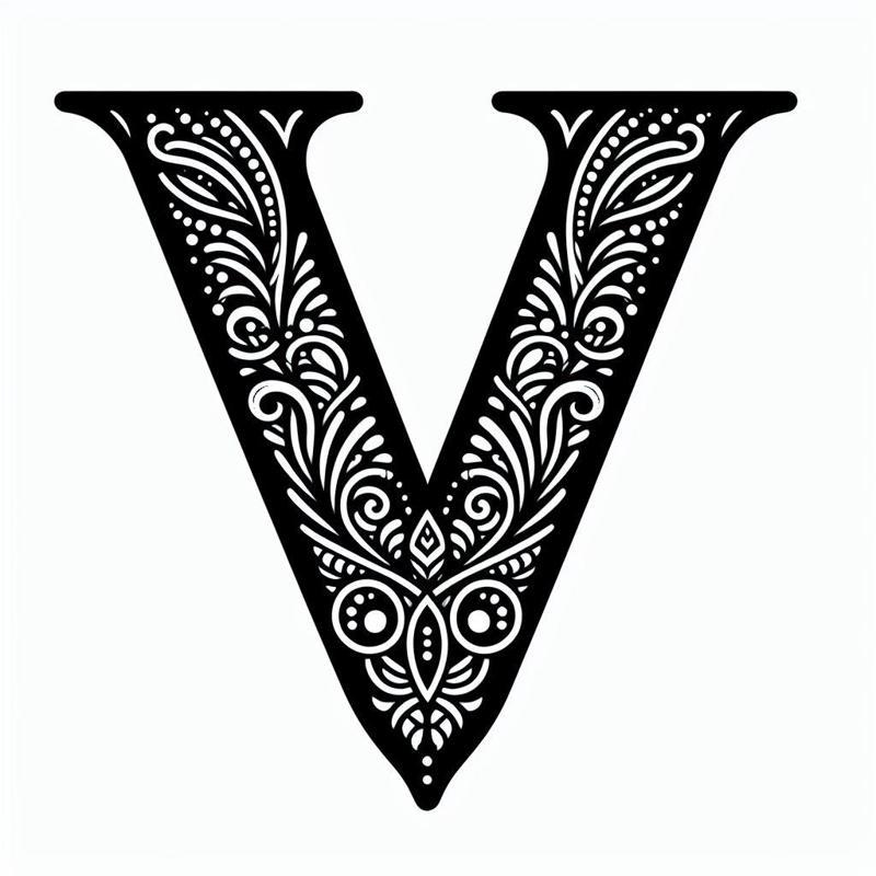 Frottage creation: letter V (version 6)